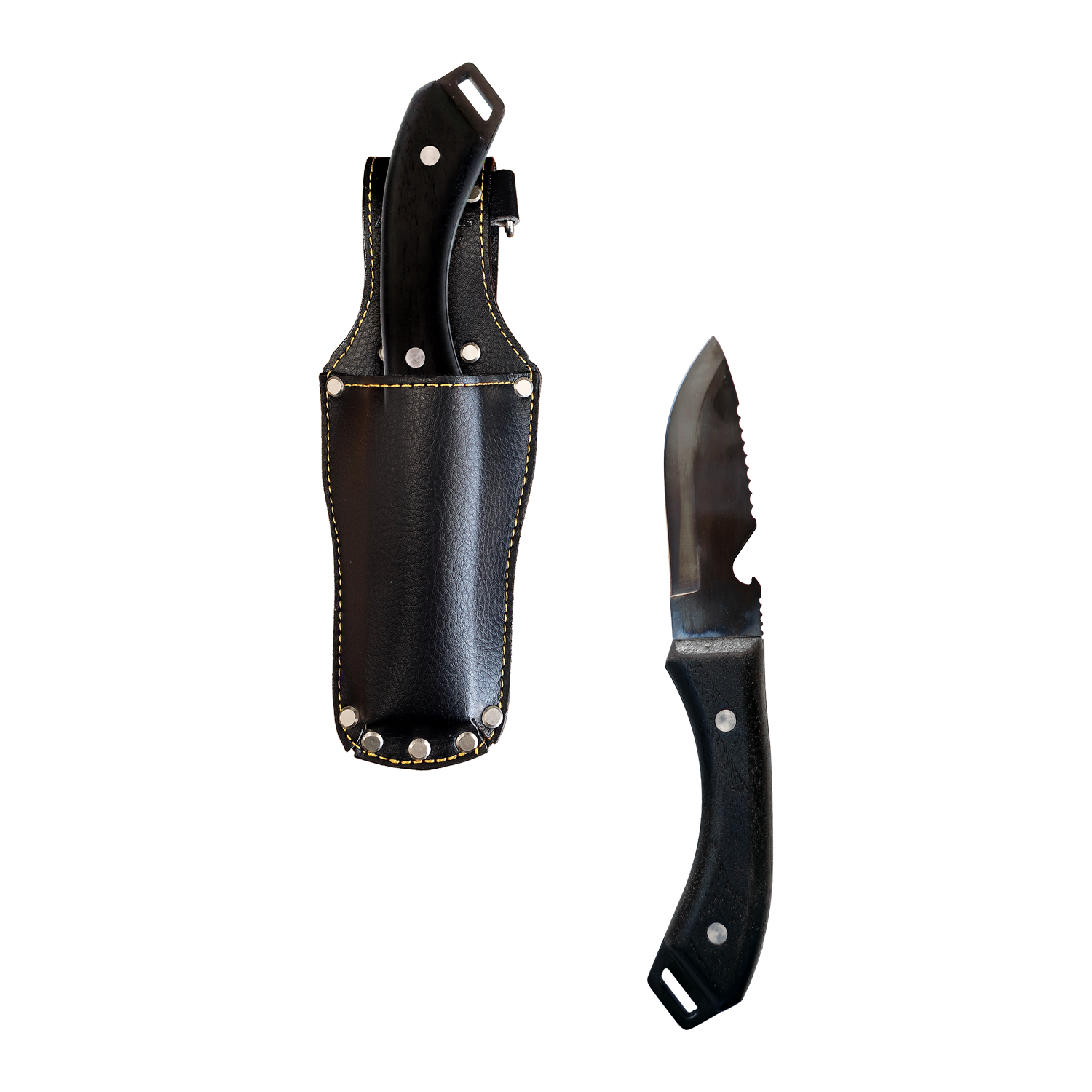 Outdoor Knife Yaiba II Black Stained（Leather Case Set）